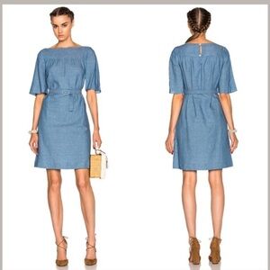 Blue Sheath Midi Dress with Dolman Sleeves